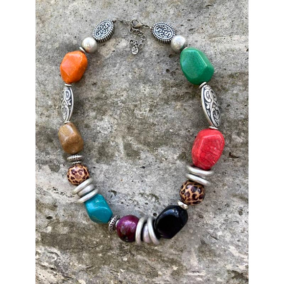Large Lightweight Leopard Necklace - Multicolor Fashion Statement Necklace - Picture 1 of 7